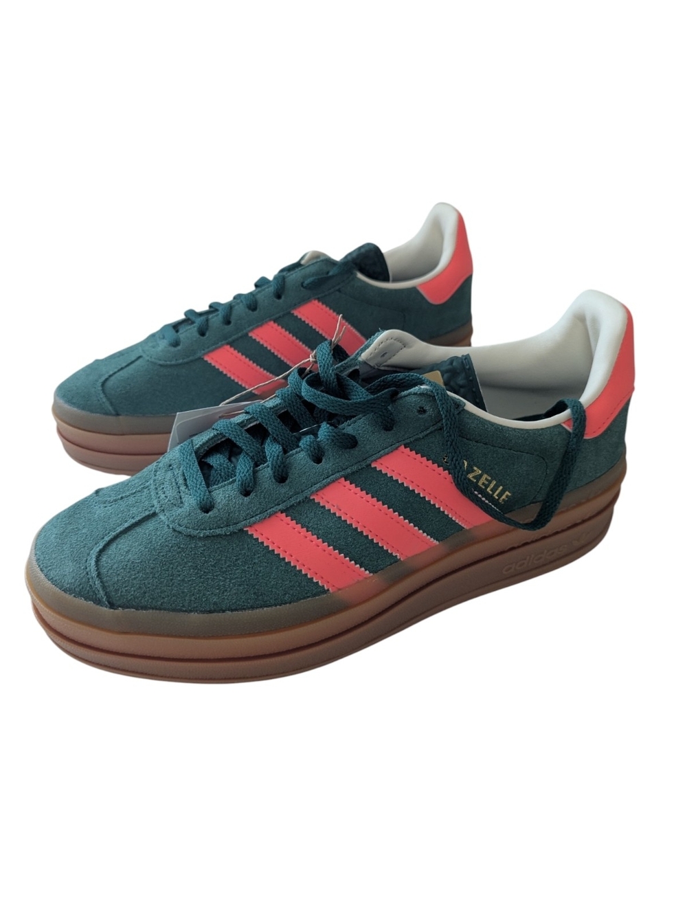 Adidas Gazelle Bold J Women's Green Pink Suede Platform Gum Sneaker Size 7 - Picture 5 of 8